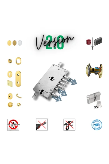 Kit completo de cerradura para puerta de seguridad PAN de doble cilindro
