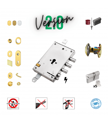 Kit complet de serrure Porte de sécurité à cylindre européen pour serrure électrique Mottura Securemme Torterolo à 3 goupilles