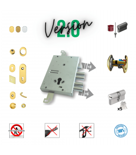 Complete lock kit armored door with European cylinder for Gasperotti protrusion 9 mm