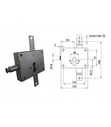 Kit Asta-block completo porta blindata a cilindro europeo per tutte le porte