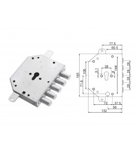 Serratura porta blindata a cilindro europeo per Cr 2251/28 solo mandata