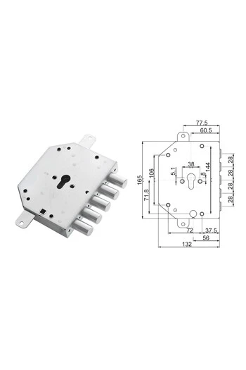 Security door lock with European cylinder for Cr 2251/28 only spindle