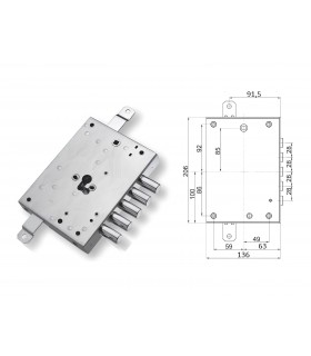 Security door lock with European cylinder for Dierre Mottura only spindle