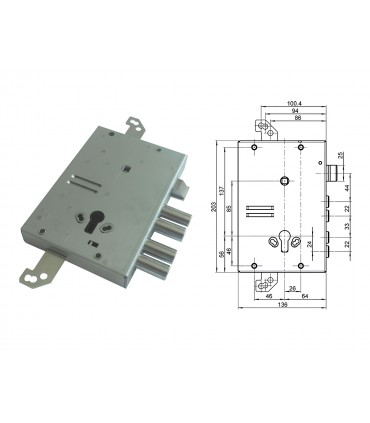 Cerradura europea de cilindro para puertas de seguridad Gasperotti