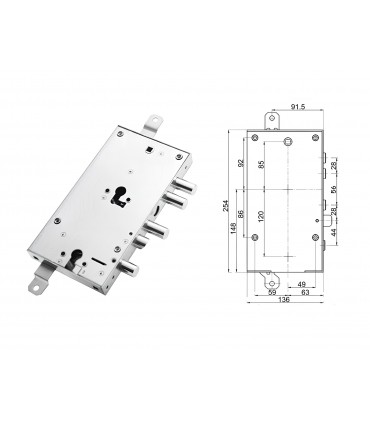 European cylinder security door lock for Isall 2 cylinders