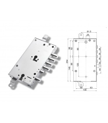 European cylinder security door lock for Mottura Securemme 4 pins 2 cylinders