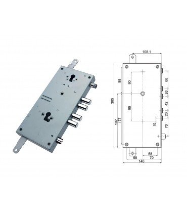 European cylinder security door lock for Tesio twin stop 2 cylinders