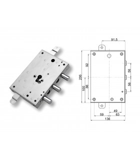 European cylinder security door lock for Dierre Torterolo only spindle 3 pins