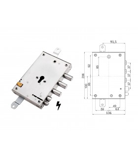 European Cylinder Armored Door Lock for Mottura Securemme Torterolo 3 Pins Electric