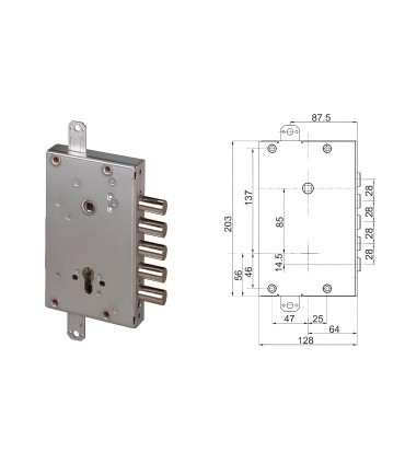 European cylinder security door lock for Cisa 5 pin only spindle