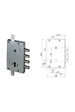 European cylinder security door lock for Cisa 4 pin only spindle