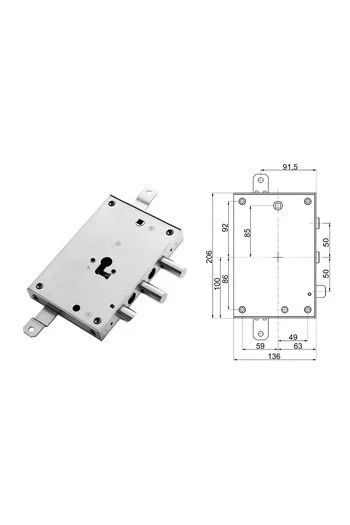 Serratura porta blindata a cilindro europeo per Mottura Dieffe interasse 50