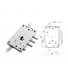 Serratura porta blindata a cilindro europeo per Gardesa perni prolungati con boccole filettate