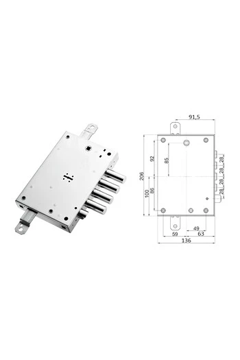 Double bitted security door lock for Mottura Securemme 4 pins