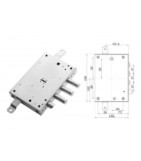 Serrure de sécurité à double panneton pour Dierre 3 broches
