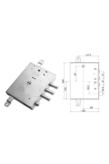 Double bitted security door lock for Gardesa