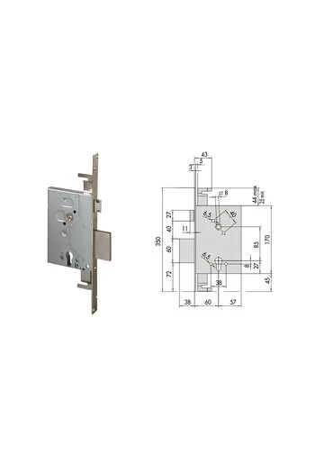 Cerradura europea de cilindro de seguridad para puertas de madera Cisa 60