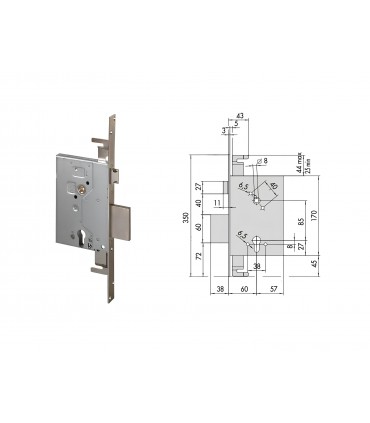 Serratura porta blindata a cilindro europeo per Cisa 60 per legno