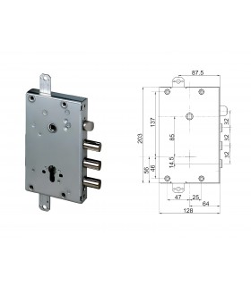 European cylinder security door lock for Cisa 3 pin spacing 32