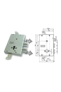 European cylinder security door lock for Gasperotti 6mm protrusion