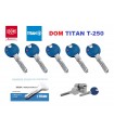 Europero security cylinder 5 keys friction Dom Titan T-250 various sizes