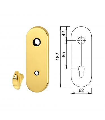 Plaque longue avec bouton pour porte blindée avec cylindre européen pour Cisa Mottura Dierre Securemme