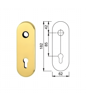 Long plate for armored door with European cylinder for Cisa Mottura Dierre Securemme