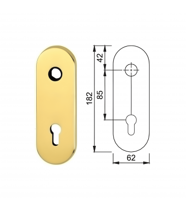 Long plate for armored door with European cylinder for Cisa Mottura Dierre Securemme
