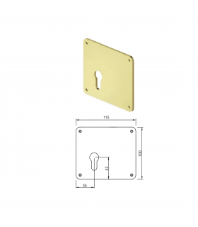 Square plate for armored door with European cylinder for Cisa Mottura Dierre Securemme