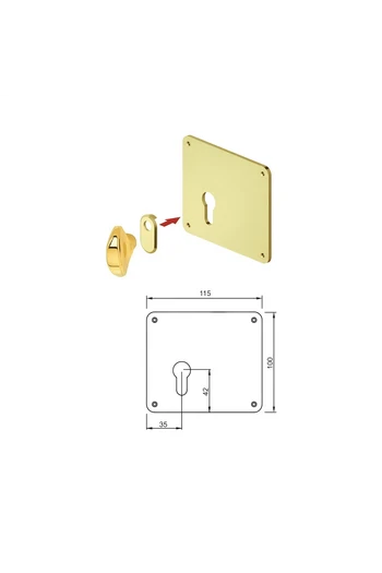 Placa cuadrada con pomo para puerta blindada con cilindro europeo para Cisa Mottura Dierre Securemme