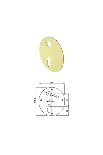 Plaque Tesio couleur bronze pour porte blindée avec cylindre européen pour Cisa Mottura Dierre Securemme