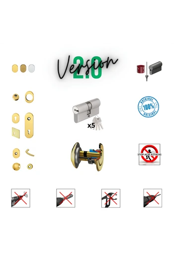 Complete lock reinforcement kit for European cylinder security door