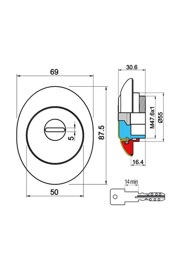 Disec Diamond gepanzerter Verteidiger für gepanzerte Tür mit europäischem Zylindermittenabstand 38 mm für Cisa Mottura Securemme