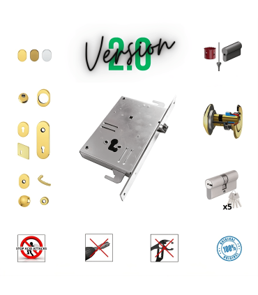 Kit serratura completo porta blindata a cilindro europeo per Vighi Triplice
