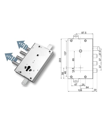 Kit serratura completo porta blindata a cilindro europeo per Alias Cormo