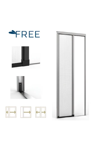 LIBRE SILENCIOSO Mosquitera lateral con cadena y riel de 4 mm apta para puertas y ventanas