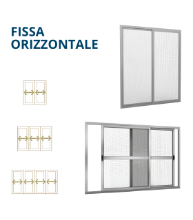 FISSA ORIZZONTALE Zanzariera apertura bilaterale a pannelli scorrevoli guidata fino a 4 pannelli per porta e finestra