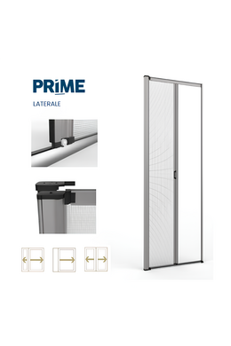 PRIME L Mosquitera lateral con muelle y barra antiflexión para puerta peatonal