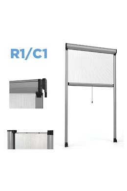 R1/C1 Vertikales, federbelastetes, versenkbares Insektenschutzgitter für Fenster