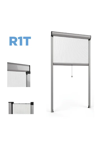 R1T Vertical spring roll-up window mosquito net with telescopic rail