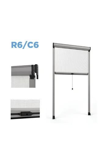 R6/C6 Zanzariera molla verticale avvolgibile con chiusura a cricchetto per finestra